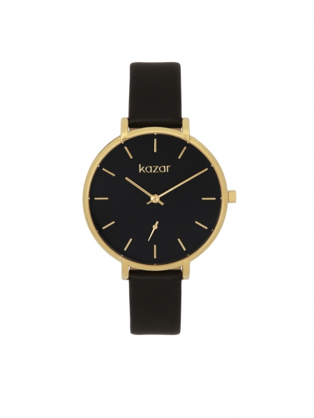 Reloj negro y dorado con correa de piel NOBLE CLASS