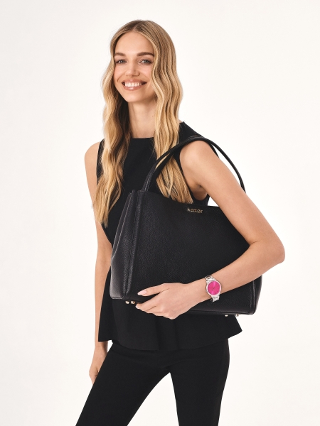 Reloj plateado con esfera rosa VIVID AURA