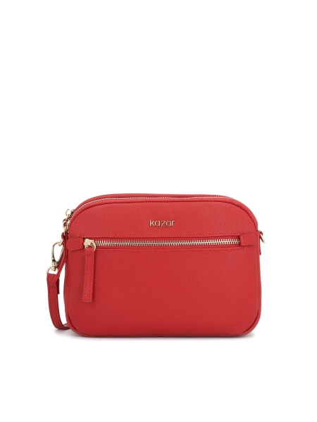 Bolso de cuero rojo con tres compartimentos  RITA