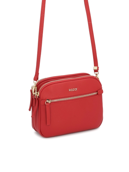 Bolso de cuero rojo con tres compartimentos  RITA