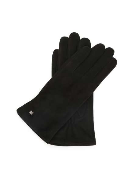 Guantes de ante negro con delicados logotipos FRIO