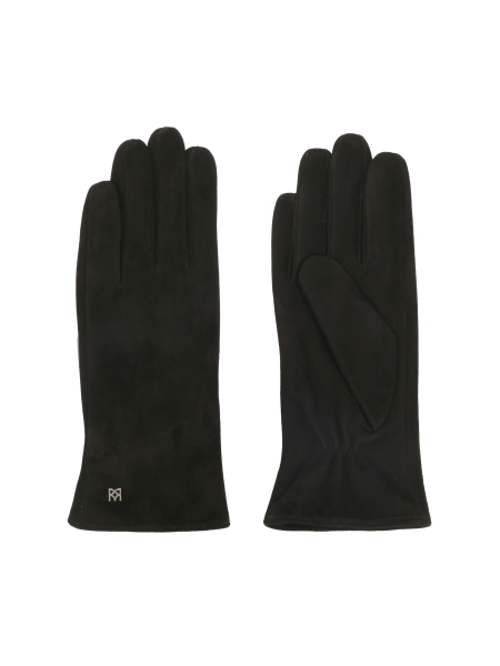 Guantes de ante negro con delicados logotipos FRIO