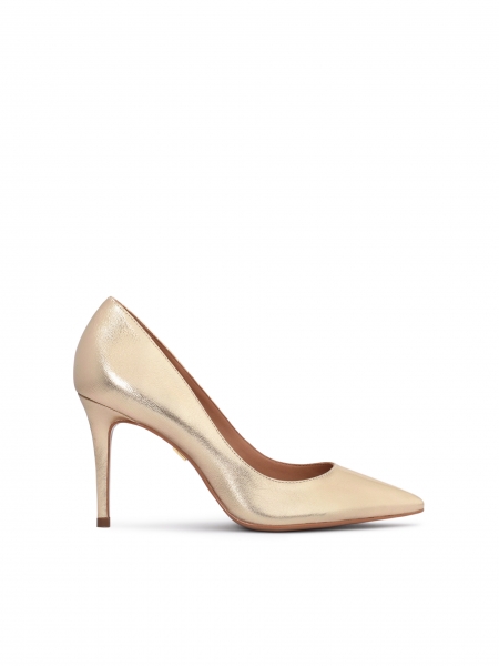 Lujosos zapatos de tacón para mujer en piel dorada NEW PARIS