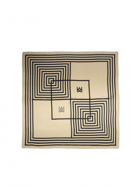 Elegante pañuelo de seda para señoras en cuadros y monogramas HAYLEY