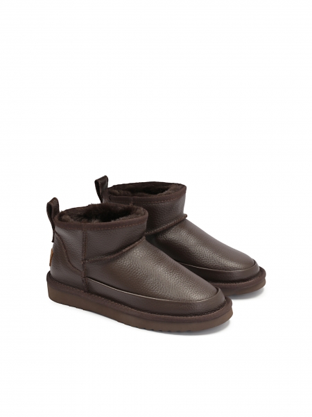 Botas de nieve de piel para mujer en color marrón oscuro ZULA