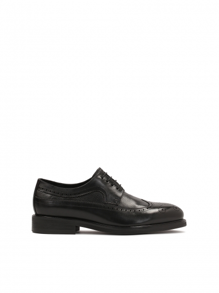 Elegantes zapatos derby negros para hombre con decoración de rosetas AKSEL