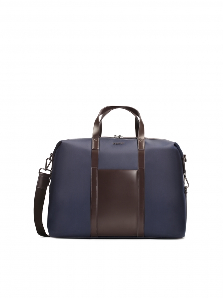 Bolsa de viaje ligera de color azul marino con elementos de cuero WILSON