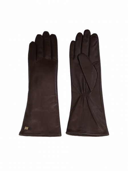 Guantes largos con monograma marrón oscuro de KAZAR SENECA