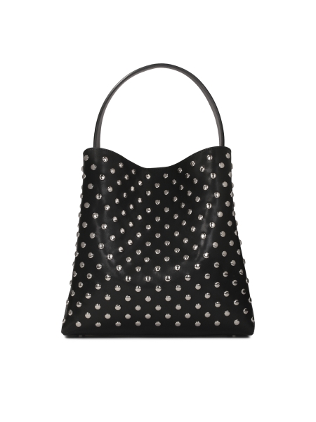 Bolso de cuero negro decorado con remaches redondos LAURIE L