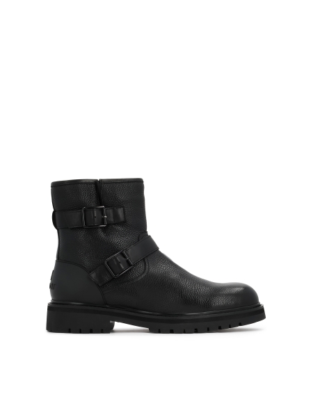 Botas negras de piel para hombre con hebillas y cremallera ILLTES
