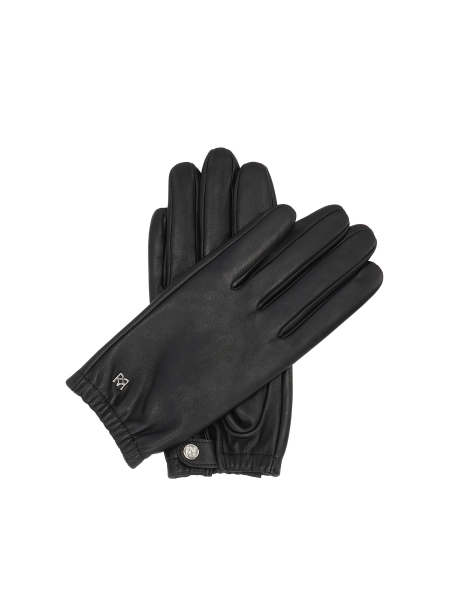 Guantes de cuero negro para mujer con puño elástico FIORELLA