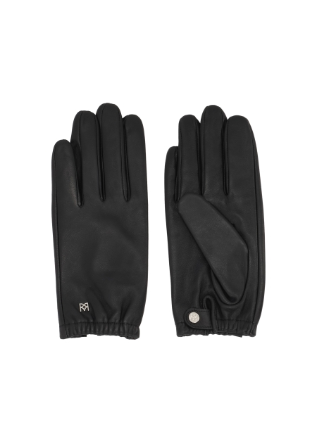 Guantes de cuero negro para mujer con puño elástico FIORELLA