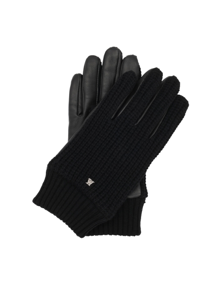 Guantes de lana para hombre con piel plena flor y monograma KS FRANCOISE