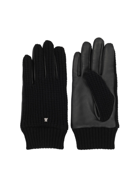 Guantes de lana para hombre con piel plena flor y monograma KS FRANCOISE