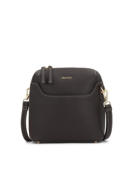 Bolso bandolera de piel marrón oscuro con correa desmontable CARIN