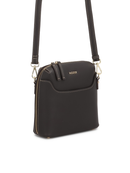Bolso bandolera de piel marrón oscuro con correa desmontable CARIN