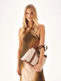 Bolso de tela y piel marrón y beige WILLOW