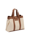 Bolso de tela y piel marrón y beige WILLOW