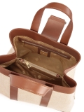 Bolso de tela y piel marrón y beige WILLOW