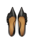 Tacones de aguja de cuero negro con rosas MARISOL