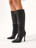 Botas de tacón de cuero negro FLORIEN