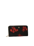 Cartera negra con cremallera y rosas rojas CERRA