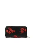 Cartera negra con cremallera y rosas rojas CERRA