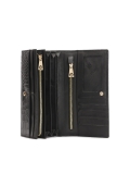Cartera negra oblonga de piel repujada JOLENE