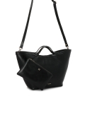 Elegante bolso de piel negra con logotipo dorado RILEY
