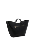 Elegante bolso de piel negra con logotipo dorado RILEY