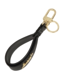Llavero negro con correa de cuero decorada con logotipos LAINEY