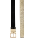 Cinturón de cuero negro y dorado de doble cara MOCA