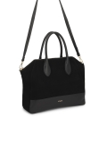 Bolso de ante negro con asas y correa AVIELLE