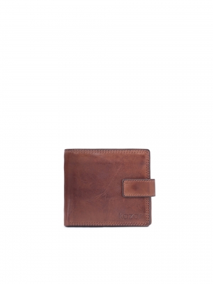 Brązowy skórzany portfel męski z zapięciem-479647
