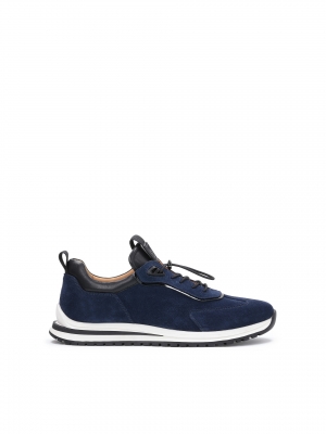 Granatowe sneakersy męskie z zamszu-476132