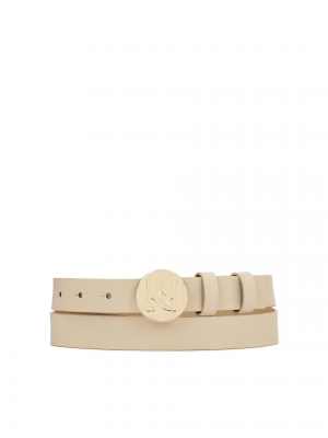 Cinturón de piel con hebilla redonda