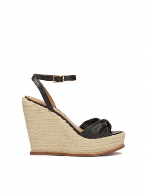 Sandalias negras de piel con plataforma