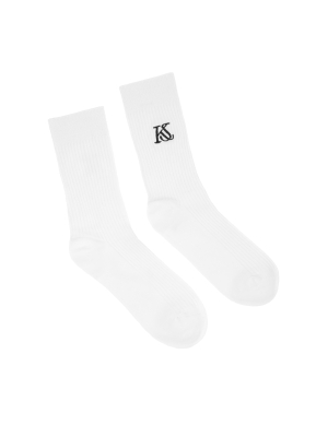 Calcetines blancos de canalé con logotipo KAZAR STUDIO