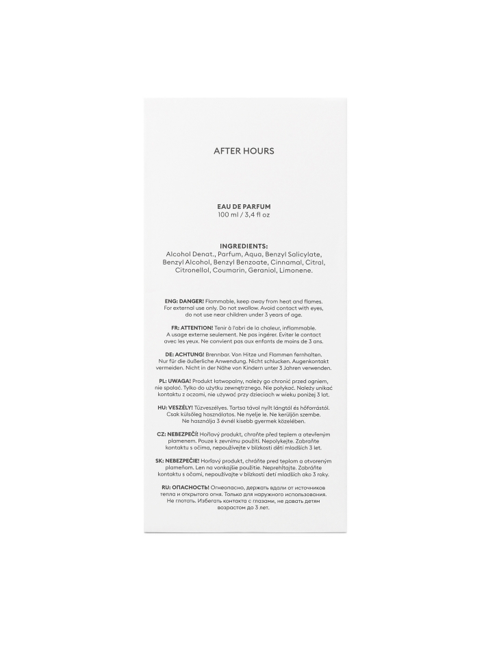 Agua de perfume para hombre 100 ml AFTER HOURS