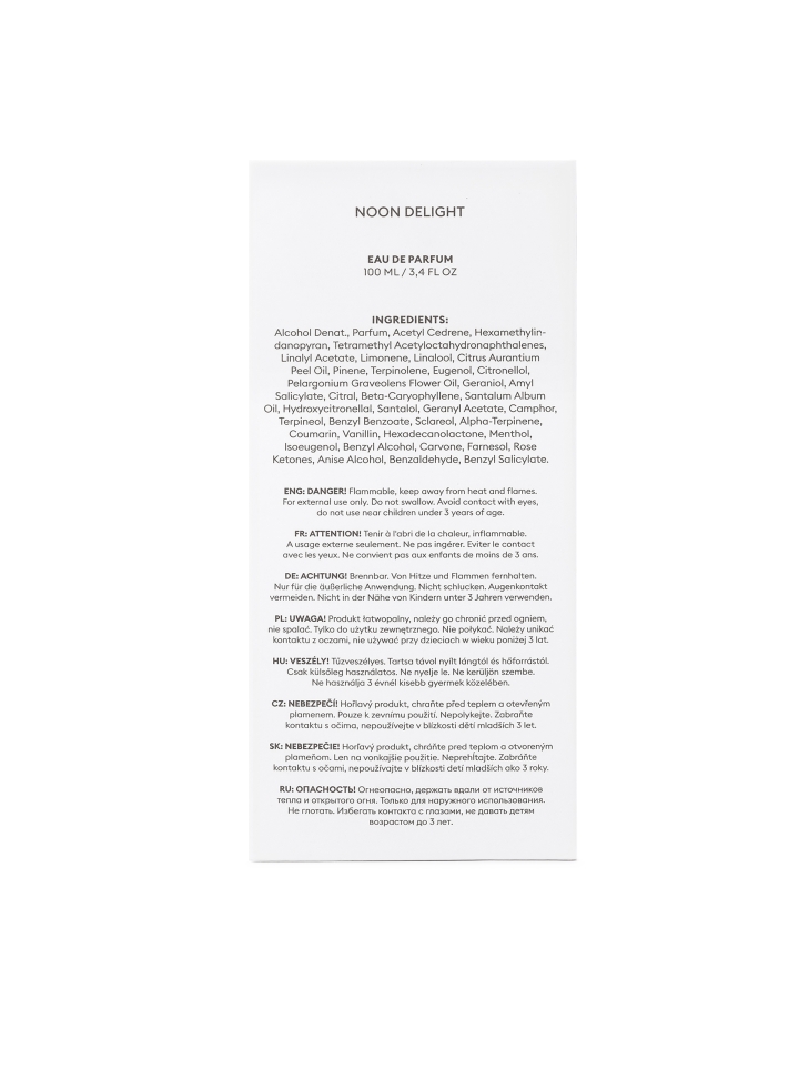 Agua de perfume para hombre 100 ml NOON DELIGHT