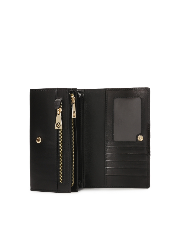 Cartera de cuero negro con cerdas naturales SANTI