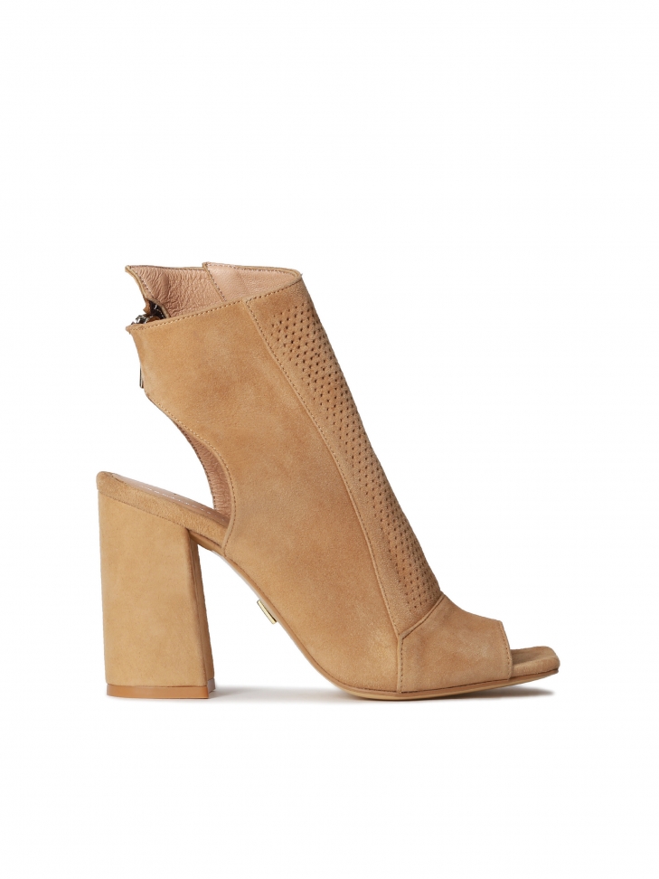 Botas de mujer peep toe marrón claro IMANI