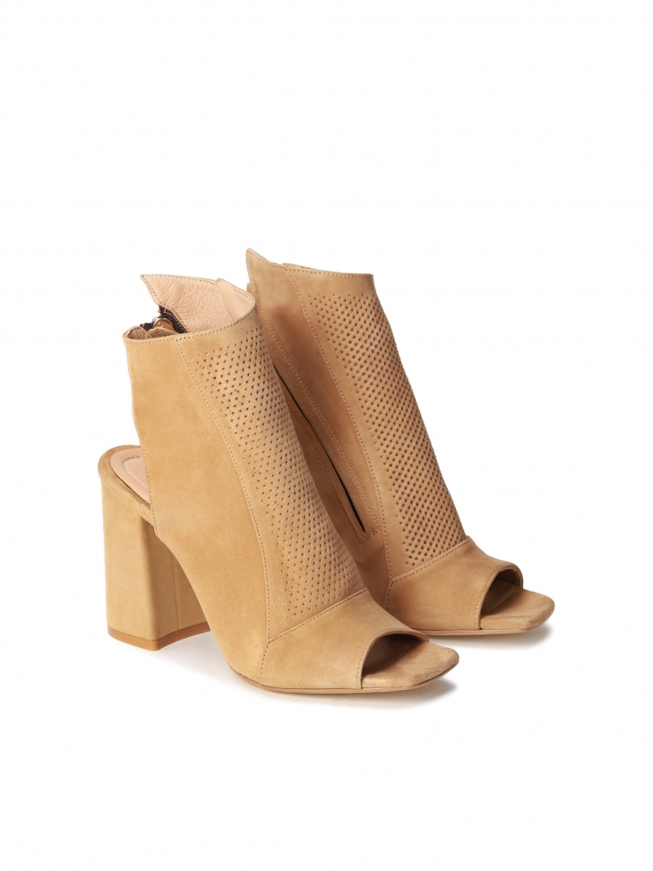 Botas de mujer peep toe marrón claro IMANI