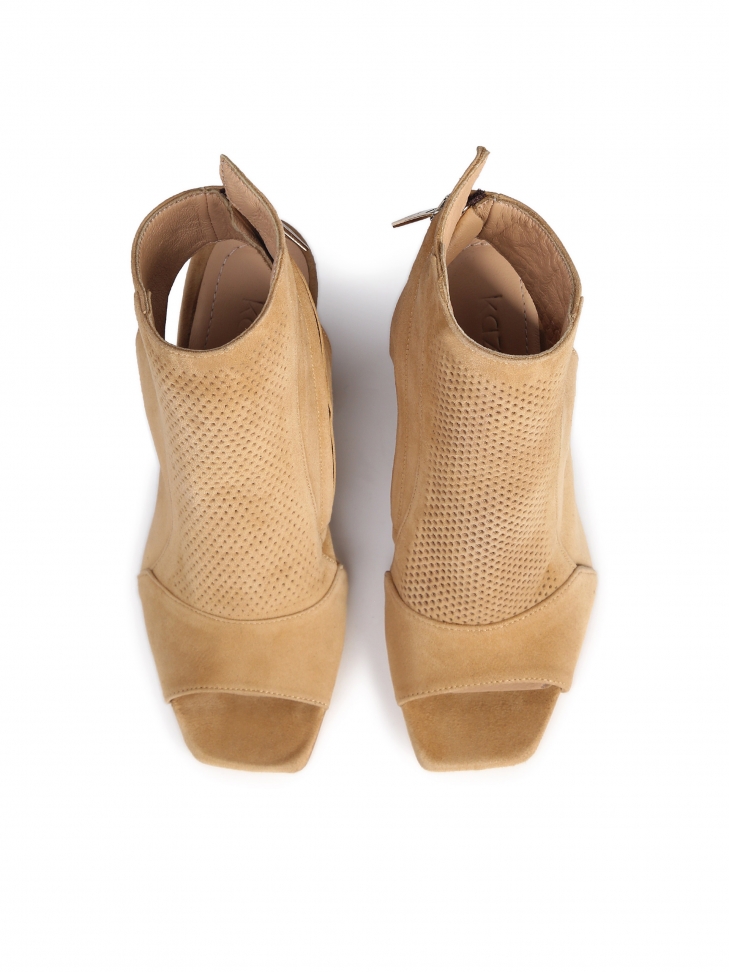 Botas de mujer peep toe marrón claro IMANI