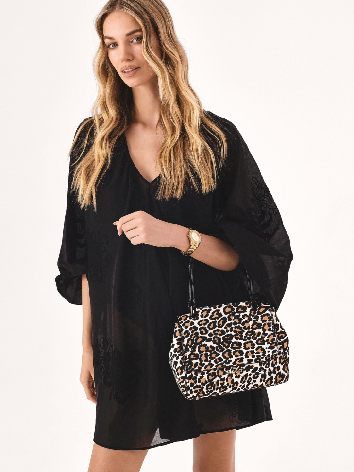 Bolso de cerdas naturales con estampado de leopardo VENUS S