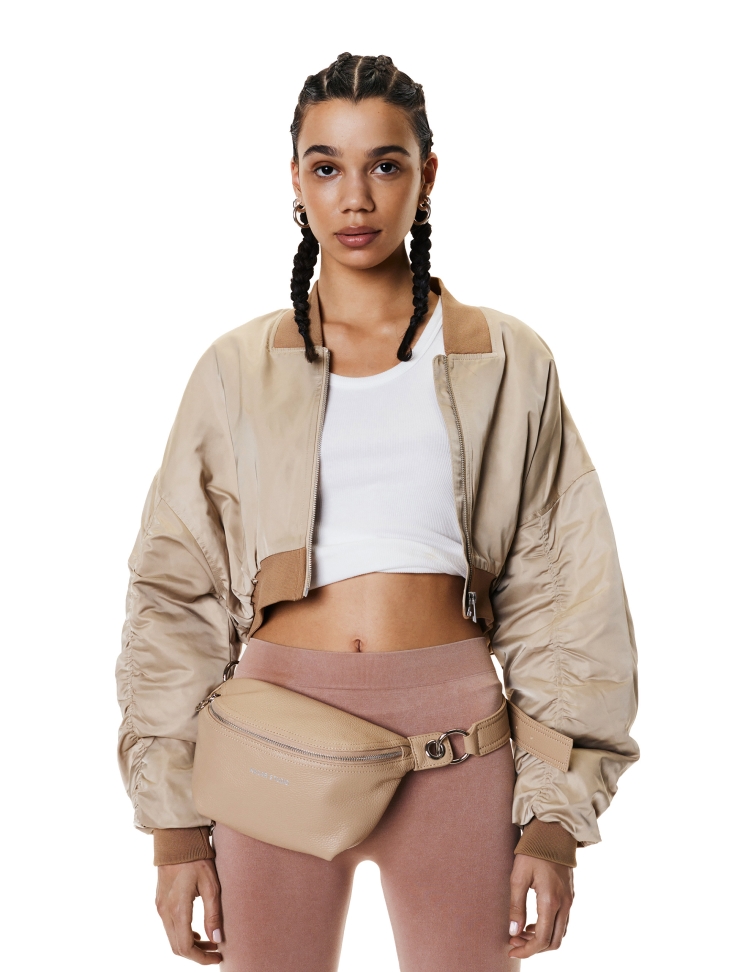 Riñonera de piel beige NOEL