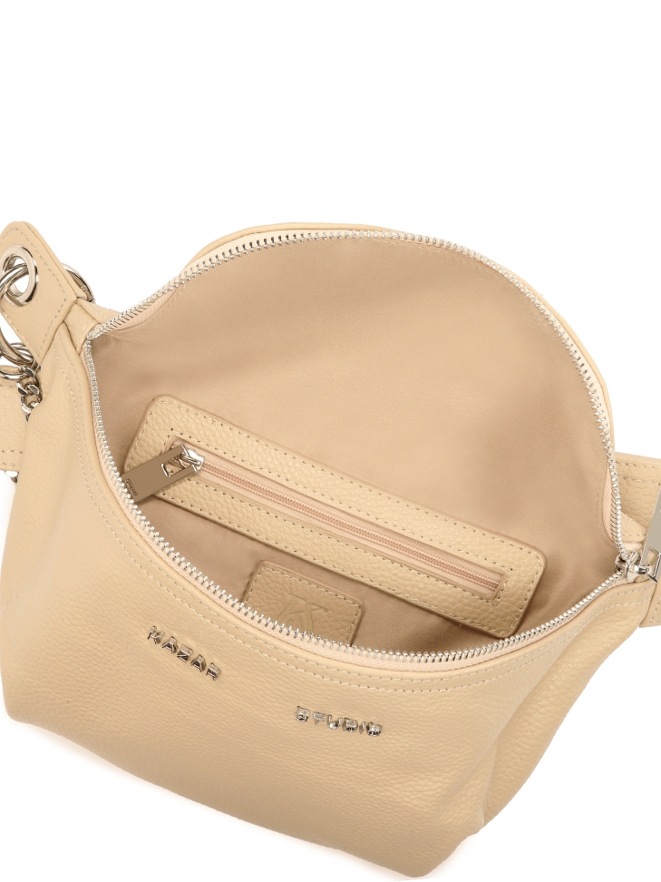 Riñonera de piel beige NOEL