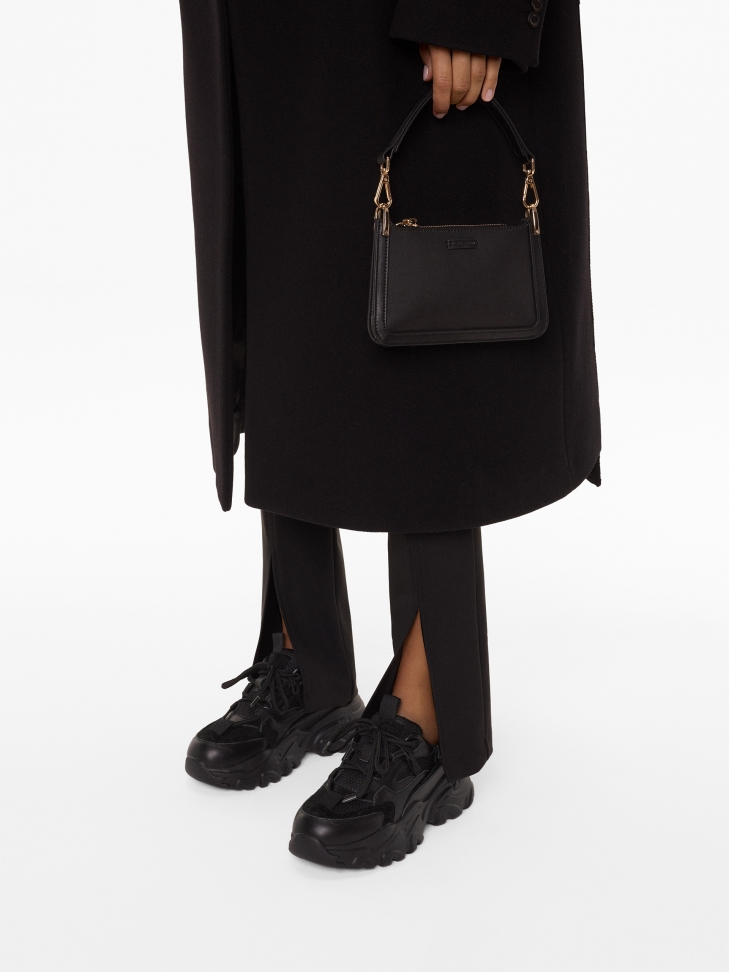 Zapatillas modernas de mujer de cuero negro con suela gruesa KS IRA