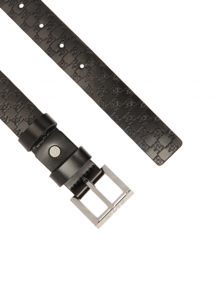 Cinturón negro con monogramas KAZAR en relieve MOCA