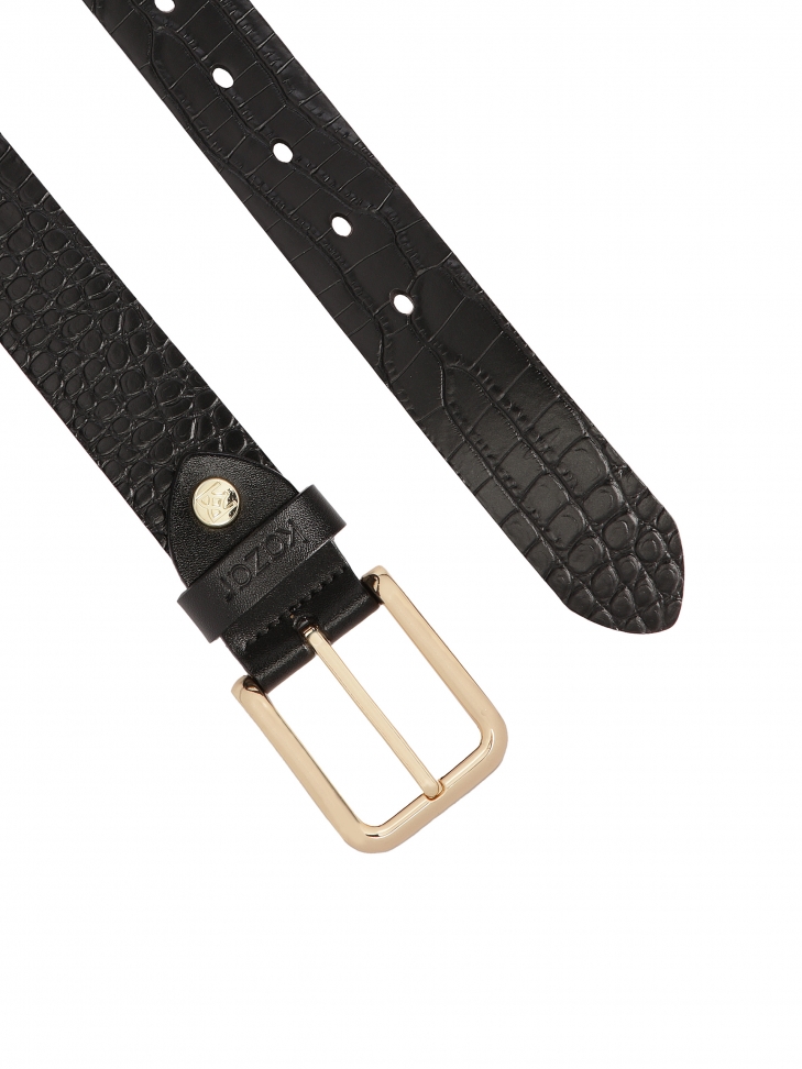 Cinturón negro con estampado kroko en relieve COSTILLA